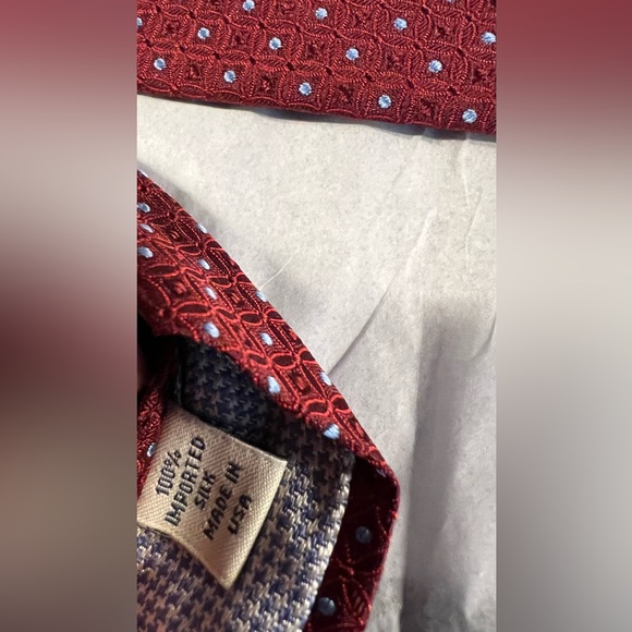 John W. Nordstrom Print Silk Tie necktie cranberry made in USA VINTAGE 3.75” w - Picture 3 of 4